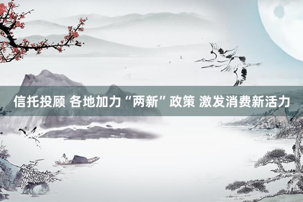 信托投顾 各地加力“两新”政策 激发消费新活力