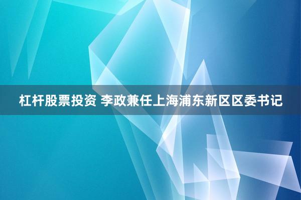 杠杆股票投资 李政兼任上海浦东新区区委书记