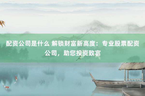 配资公司是什么 解锁财富新高度：专业股票配资公司，助您投资致富