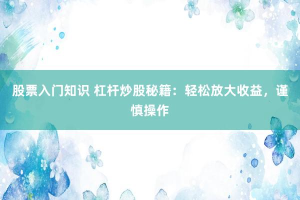 股票入门知识 杠杆炒股秘籍：轻松放大收益，谨慎操作