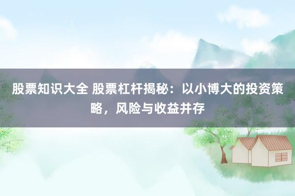 股票知识大全 股票杠杆揭秘：以小博大的投资策略，风险与收益并存