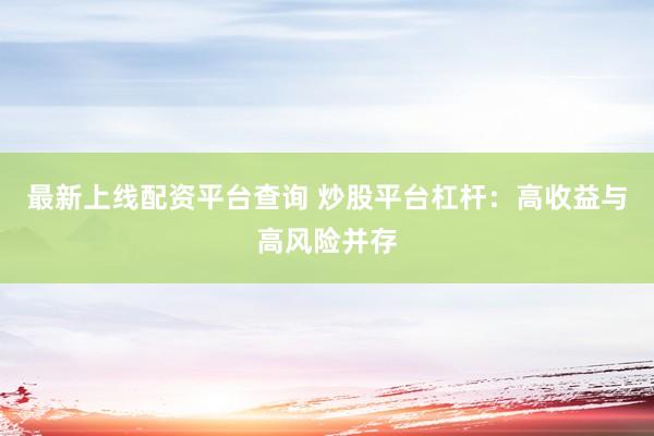 最新上线配资平台查询 炒股平台杠杆：高收益与高风险并存