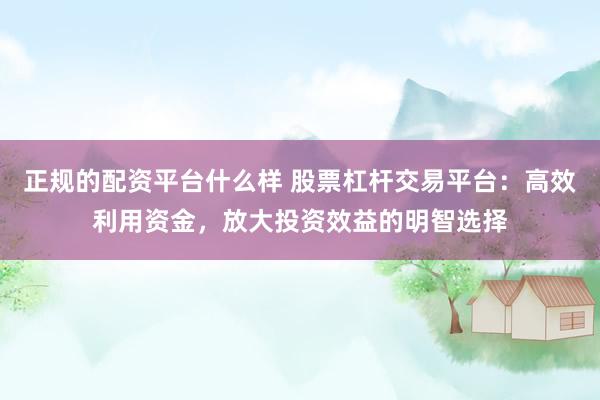 正规的配资平台什么样 股票杠杆交易平台：高效利用资金，放大投资效益的明智选择