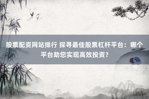 股票配资网站排行 探寻最佳股票杠杆平台：哪个平台助您实现高效投资？